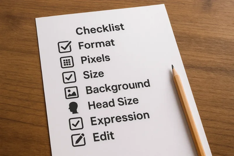 Graphic checklist for digital passport photos that meet US requirements