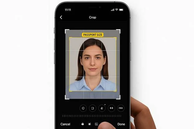 photo crop tool on the iPhone screen